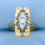 Unique Vintage 3 Stone Diamond Ring In 14k Gold