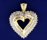 Diamond Heart Pendant In 14k Yellow And White Gold