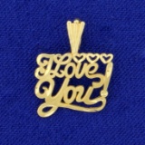 I Love You! Pendant In 14k Yellow Gold