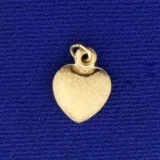 Matte Finish Heart Charm Or Pendant In 14k Yellow Gold