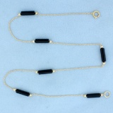 Onyx And Gold Bead Necklace In 14k Yellow Gold