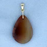 Large Agate Gemstone Pendant In 14k Yellow Gold