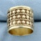 16mm Wide Sun Cigar Band Ring In 14k Yellow Gold