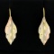 Diamond Cut Tri-color Leaf Design Earrings In 14k Yellow, White, And Rose Gold