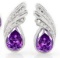 Pear Cut Amethyst And Diamond Earrings In Sterling Silver