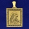 Hand Etched Virgin Mary Pendant In 18k Yellow Gold