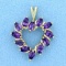 Natural Amethyst Heart Pendant In 10k Yellow Gold