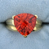 7.5ct Lab Padparadscha Sapphire Solitaire Ring In 10k Yellow Gold