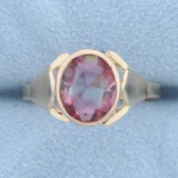 Antique 3ct Pink Quartz Solitaire Ring In 14k Yellow Gold