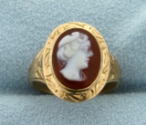 Vintage Cameo Ring In 10k Yellow Gold