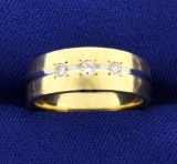 Three-stone Diamond Band Ring In 14k Yellow And White Gold