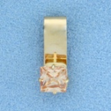 1ct Natural Morganite Pendant Or Slide In 14k Yellow Gold