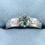 1/2ct Natural Alexandrite And Diamond Ring In 14k White Gold