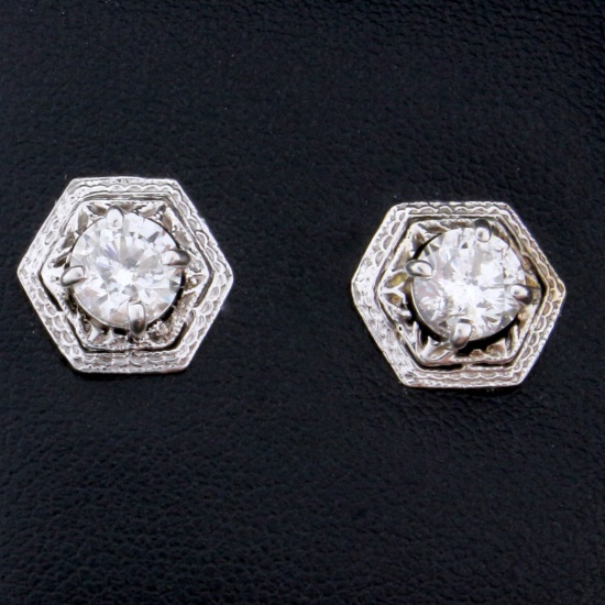 Unique 1.6ct Tw Diamond Earrings In 14k White Gold