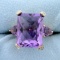 Over 11ct Tw Amethyst And Diamond Ring In 14k Yellow Gold