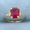 Vintage Pink Ruby Ring In 14k Yellow Gold