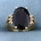 6ct Garnet And Diamond Ring In 14k Yellow Gold