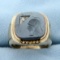 Vintage Hematite And Diamond Gladiator Ring In 10k Yellow Gold