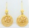 Diamond Cut Lace Design Dangle Earrings In 14k Yellow And Rose Gold