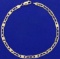 9 1/2 Inch Italian-made Anchor/mariner Link Anklet Or Large Men's Bracelet In 14k Yellow Gold
