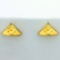 Vintage Triangle Flower Design Earrings In 10k Yellow Gold