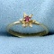 Petite Morganite And Diamond Flower Ring In 10k Yellow Gold