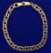 Designer Double Curb Link Charm Bracelet In 14k Yellow Gold