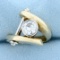 Tiffany Style Barbell Design 1ct Solitaire Diamond Ring In 14k Gold