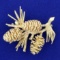 Three Pinecone Pin In 14k Yellow Gold