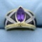 2ct Amethyst And Diamond Ring With Enamel In 14k Yellow Gold