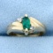 Child's Emerald And Diamond Ring In 14k Yellow Gold