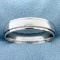Men's Wedding Band Ring With Banded Edge In 14k White Gold