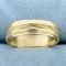 Wedding Band Ring With Unique Coin Edge And Pattern In 14k Yellow Gold