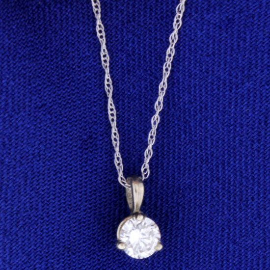 .3 Ct Solitaire Diamond Pendant With 14k White Gold Chain