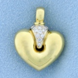 Gold Heart Diamond Pendant In 18k Yellow Gold