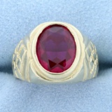 5ct Ruby Solitaire Ring In 14k Yellow Gold