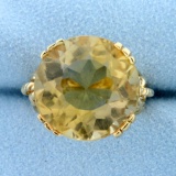 Vintage 20ct Citrine Statement Ring In 14k Yellow Gold