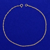 9 1/2 Inch Double Cable Link Anklet In 14k Yellow Gold