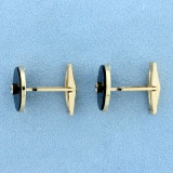 Onyx And Diamond Cuff Links In 14k Yellow Gold