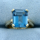 4ct Swiss Blue Topaz Ring In 14k Yellow Gold