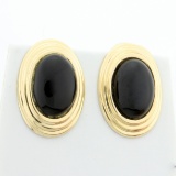 Large Onyx Earrings In 14k Yellow Gold