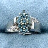 1/2ct Tw Blue And White Diamond Ring In 14k White Gold