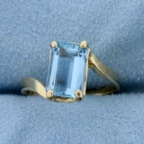 Vintage 2ct Natural Aquamarine Ring In 14k Yellow Gold