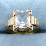 Vintage 4ct White Topaz Ring In 18k Yellow Gold