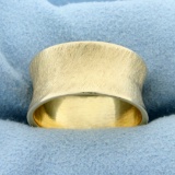 Vintage Wide 10mm Etched Band Ring In 14k Yellow Gold