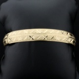 Diamond Cut Bangle Bracelet In 10k Yellow Gold