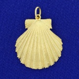 Large Scallop Seashell Pendant Or Charm In 18k Yellow Gold