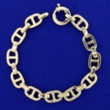 Italian Made 7 Inch Anchor/mariner Link Bracelet In 14k Yellow Gold.