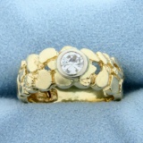 3/4ct Solitaire Diamond Nugget Ring In 14k Yellow Gold