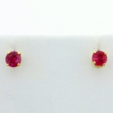 1/2ct Tw Ruby Stud Earrings In 14k Yellow Gold